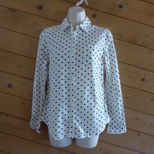 So Polka Dot Button Front Perfect 100% Cotton Blouse Shirt Top M Jrs
